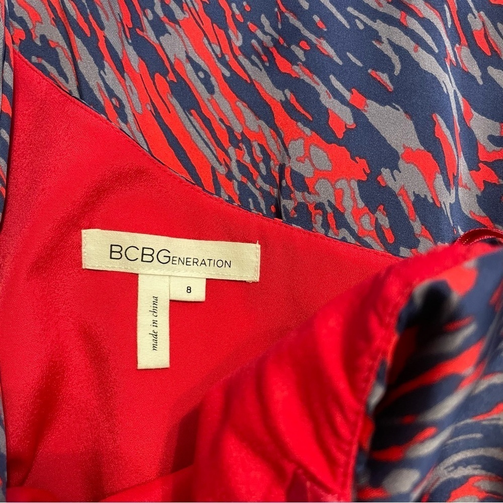 BCBGeneration Raspberry Red Multi One -Shoulder Cocktail Dress Sz 8 - Picture 11 of 16